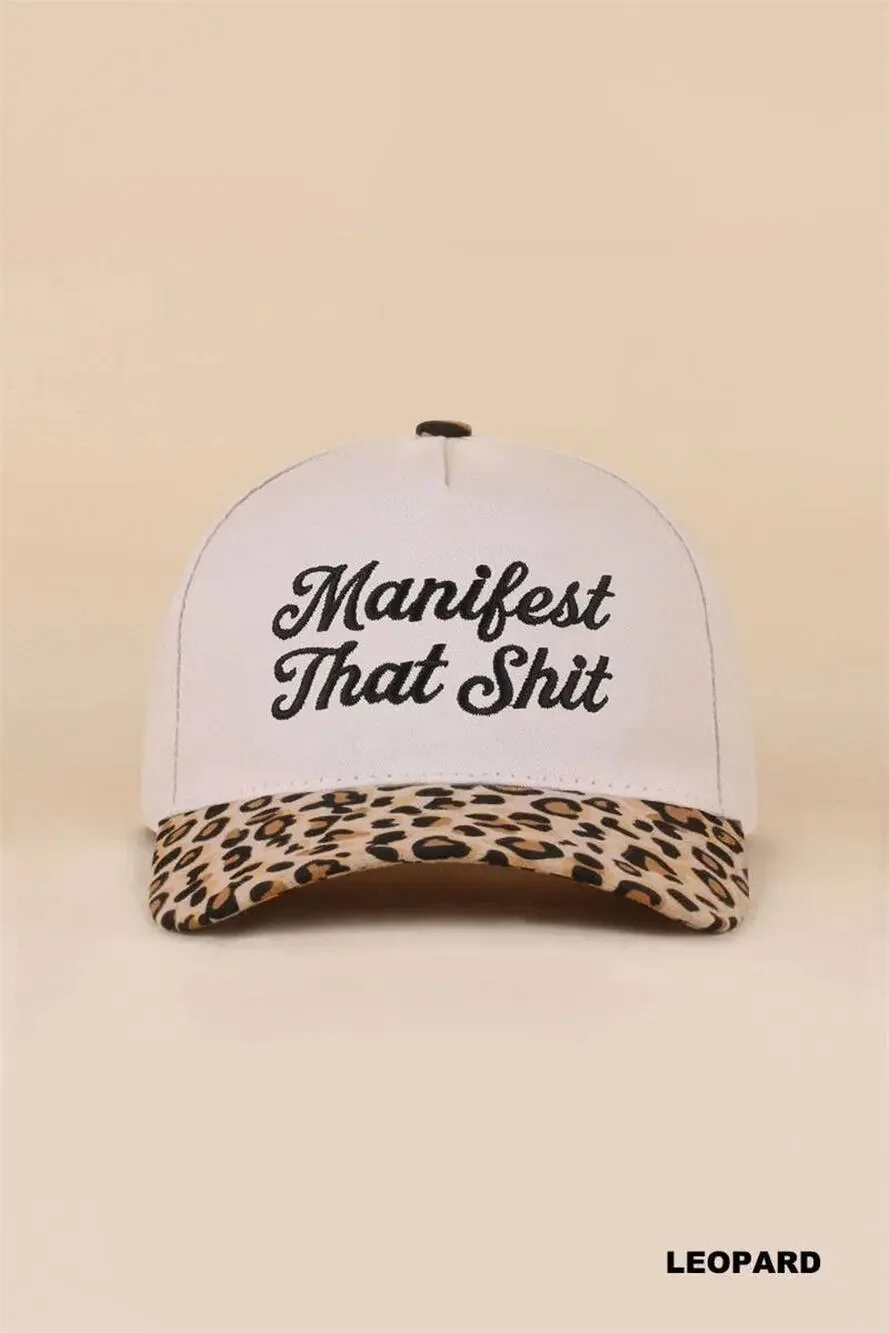 Manifest That Shit Two Tone Snapback Hat: LEOPARD / 1(ONE SIZE)